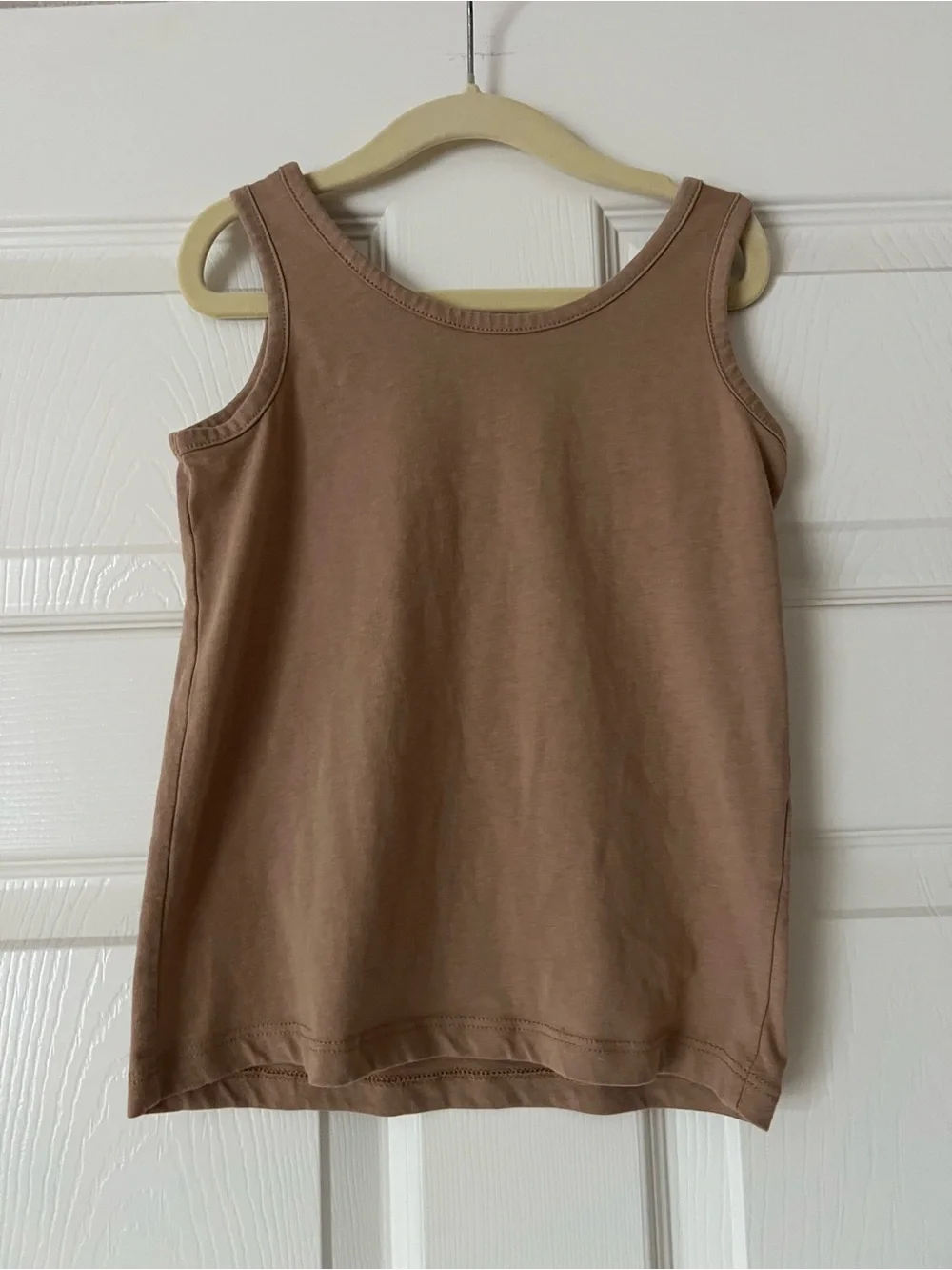 Girls Two Piece Knit Open-Weave Crewneck Sweater and Tank in Taupe